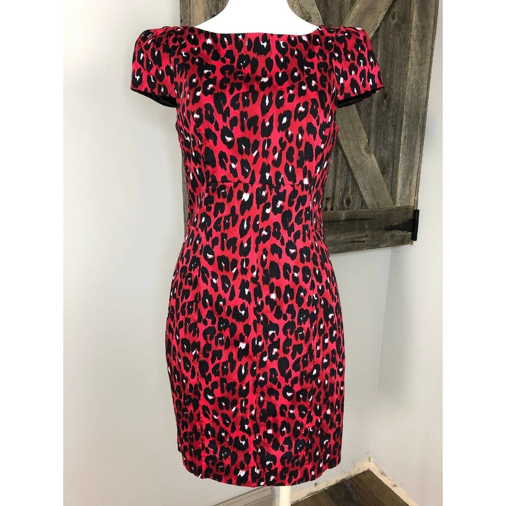 French Connection Red and Black Leopard Print Dress